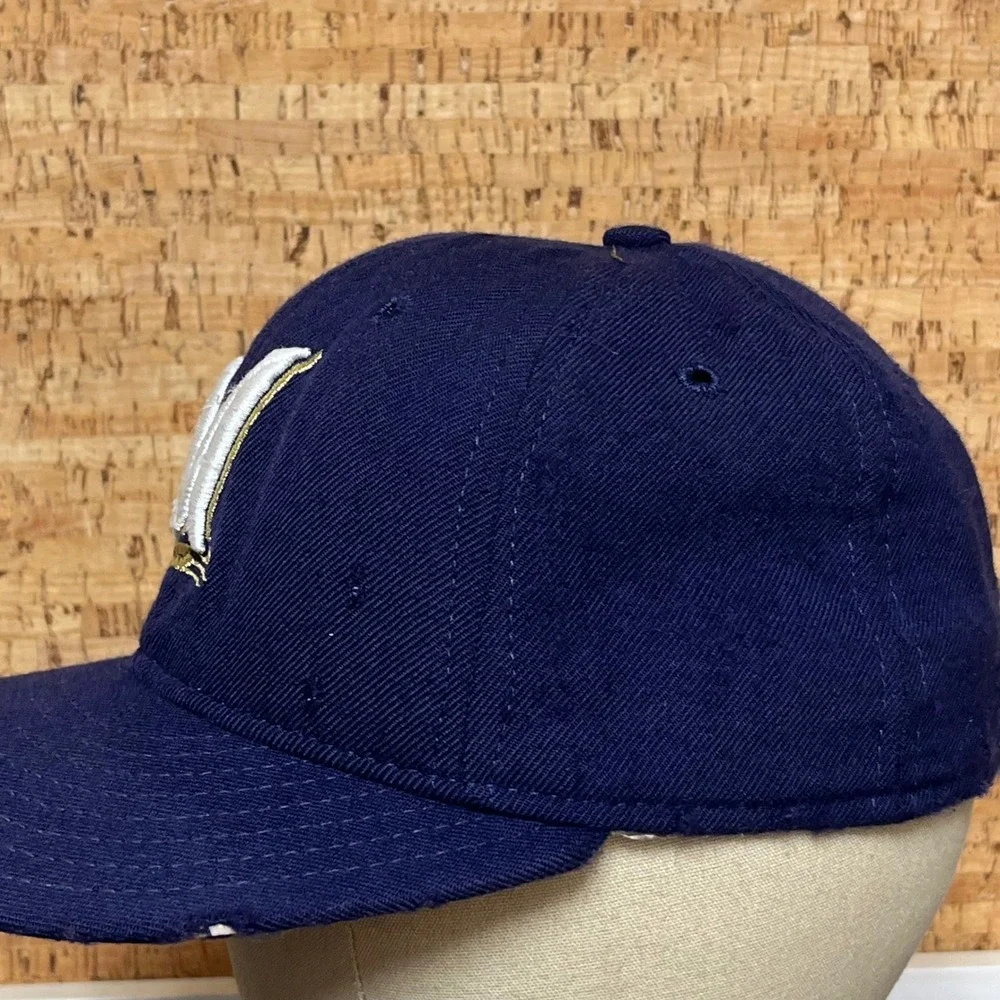 Vintage Milwaukee Brewers Hat new Era Navy Blue‎ Wool Fitted Size 7 Made in USA